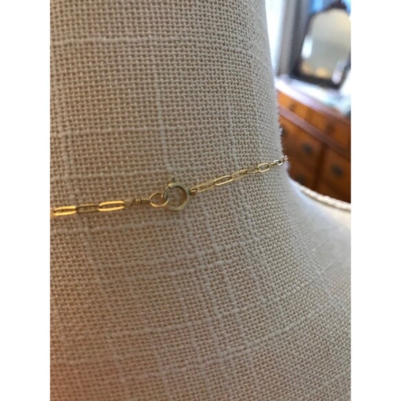 Gold and Turquoise Paperclip Chain Necklace - Picture 5 of 7